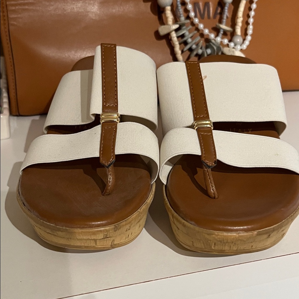 Italian Shoemakers White and Tan Sandals